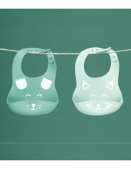 Babymoov Bavoirs Bébé en Silicone BIB'ISY Lot de 2 Bavoir -
