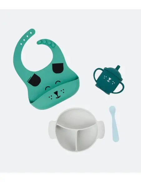 Babymoov LEARN'ISY baby feeding kit Dog from 15 to 24 months (silicone bowl + spoon + bib + cup)