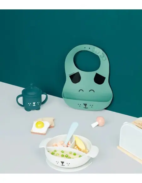 Babymoov LEARN'ISY baby feeding kit Dog from 15 to 24 months (silicone bowl + spoon + bib + cup) — photo 3