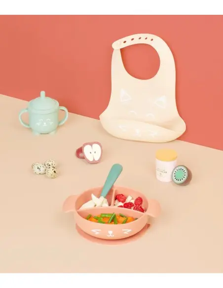 Babymoov LEARN'ISY Fox baby feeding kit 15-24 months (silicone bowl + spoon + bib + cup) — photo 3