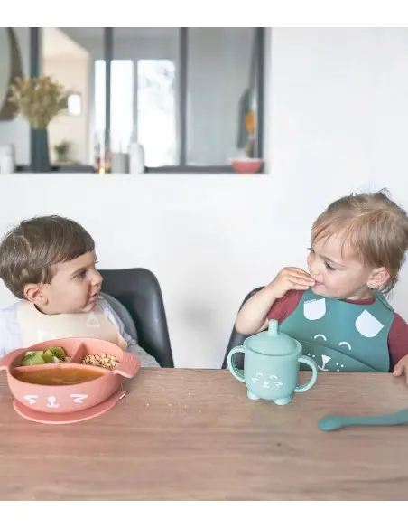 Babymoov LEARN'ISY Fox baby feeding kit 15-24 months (silicone bowl + spoon + bib + cup) — photo 4