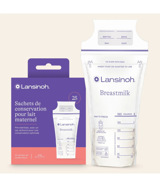 Sachets De Conservation Pour Lait Maternel 25 Unités Lansinoh au Maroc - Baby And Mom