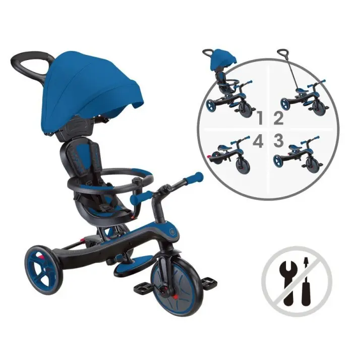 Globber Tricycle EXPLORER 4EN1 Évolutif - Bleu Univers Bébé -