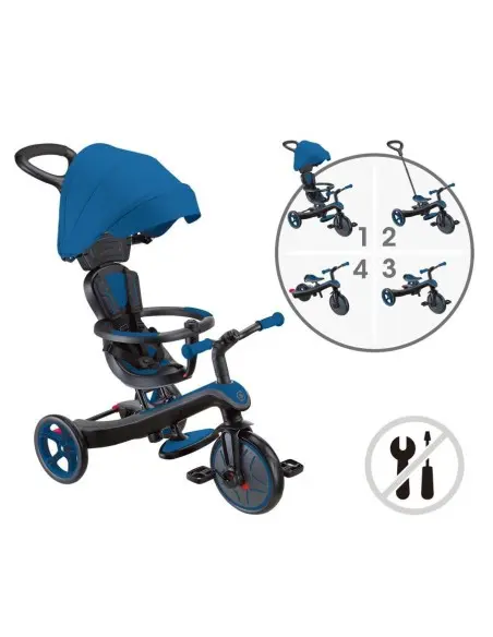Globber Tricycle EXPLORER 4EN1 Évolutif - Bleu Univers Bébé -