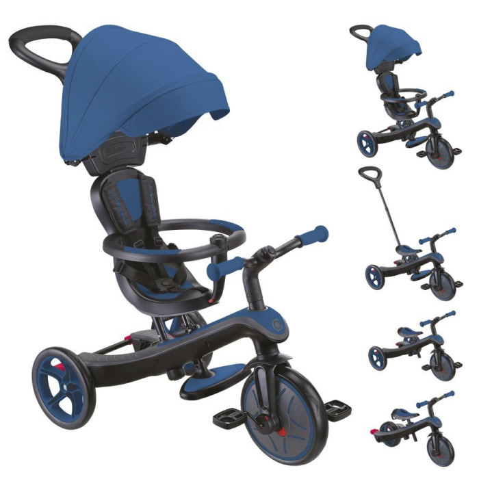 Globber Tricycle EXPLORER 4EN1 Évolutif - Bleu Univers Bébé -