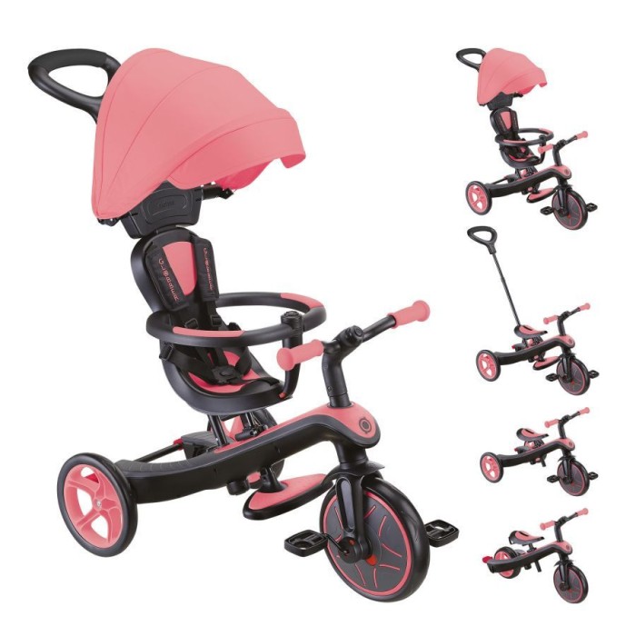 Globber Tricycle EXPLORER 4en1 Évolutif - Rose Trottinette &