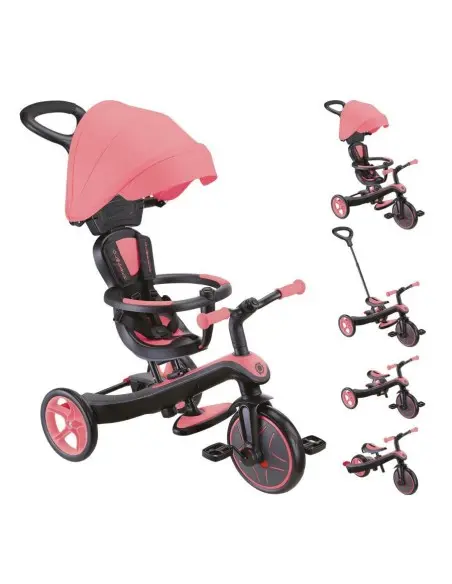 Globber Tricycle EXPLORER 4en1 Évolutif - Rose Trottinette &