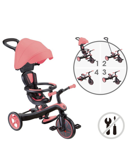 Globber Tricycle EXPLORER 4en1 Évolutif - Rose dans Trottinette & Tricycle chez Baby And Mom Maroc