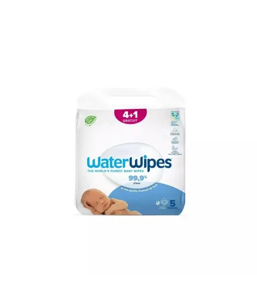 WaterWipes Lingettes Value Pack 5 paquets (4+1 gratuits)