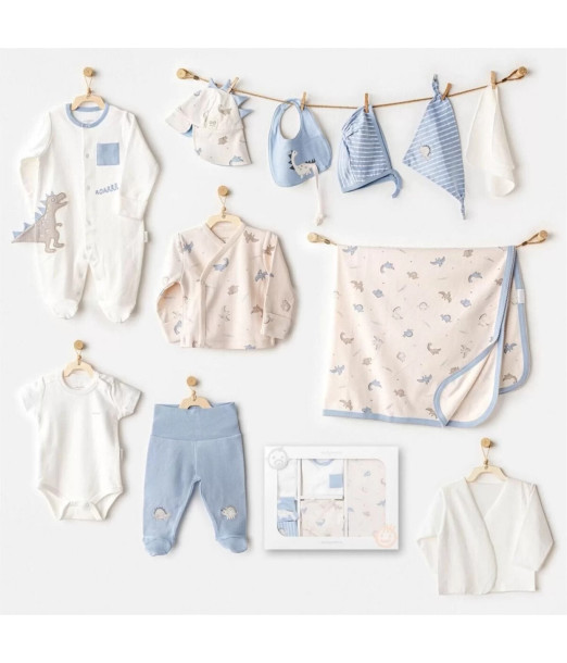 Coffret naissance 100% coton 10 pièces Bleu au Maroc - Baby And Mom