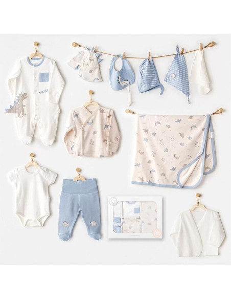 Coffret naissance 100% coton 10 pièces - Dinosaure dans Coffret naissance chez Baby And Mom Maroc