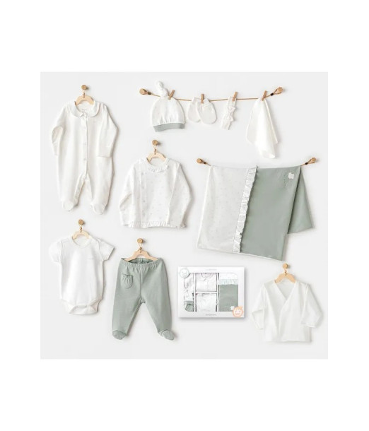 Coffret naissance 100% coton 10 pièces - Vert au Maroc - Baby And Mom