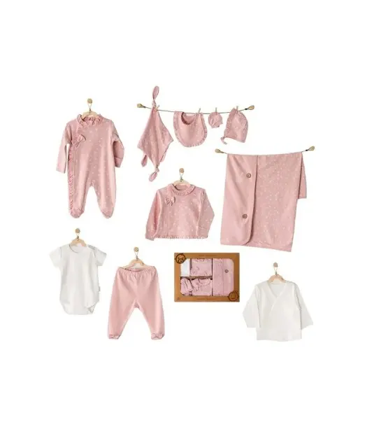 Coffret naissance 100% coton 10 pièces - Rose Coffret naissance