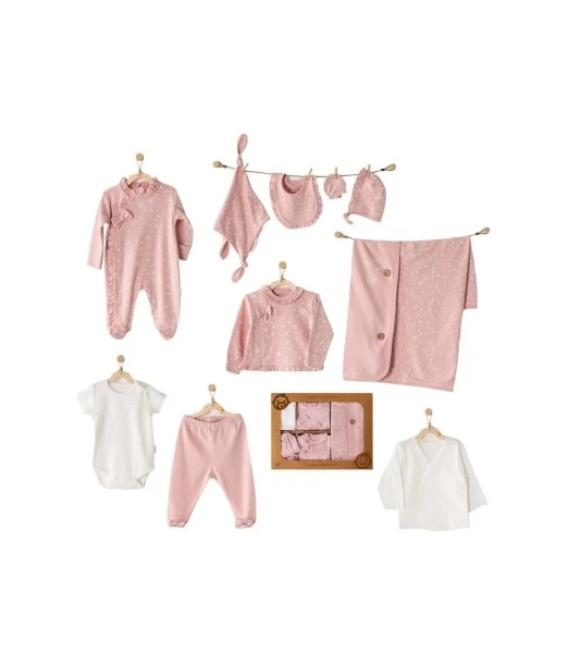 Newborn gift set 100% cotton 10-piece - Pink