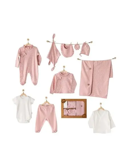 Coffret naissance 100% coton 10 pièces - Rose Coffret naissance