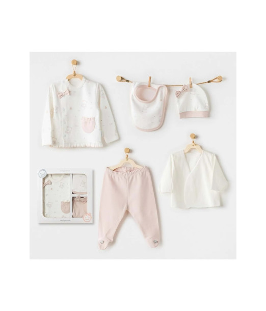 Coffret Naissance 100% Coton 5 Pièces - Rose au Maroc - Baby And Mom
