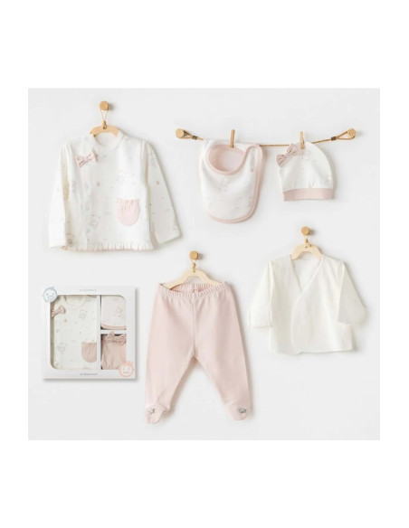 Coffret Naissance 100% Coton 5 Pièces - Rose dans Coffret naissance chez Baby And Mom Maroc