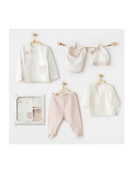 Coffret Naissance 100% Coton 5 Pièces - Rose Coffret naissance
