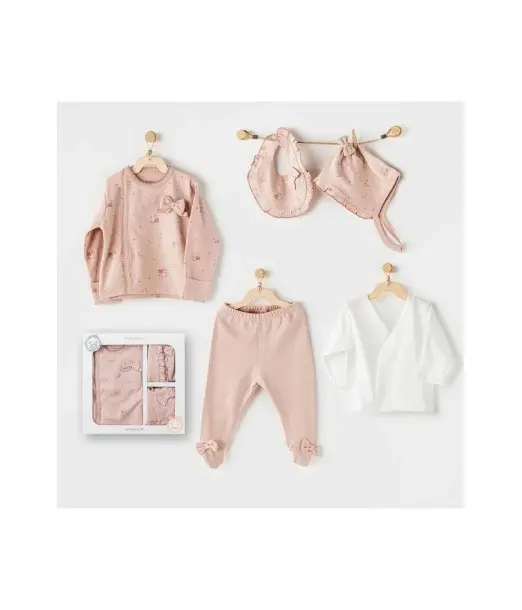 Coffret Naissance 100% Coton 5 Pièces - Flower Coffret