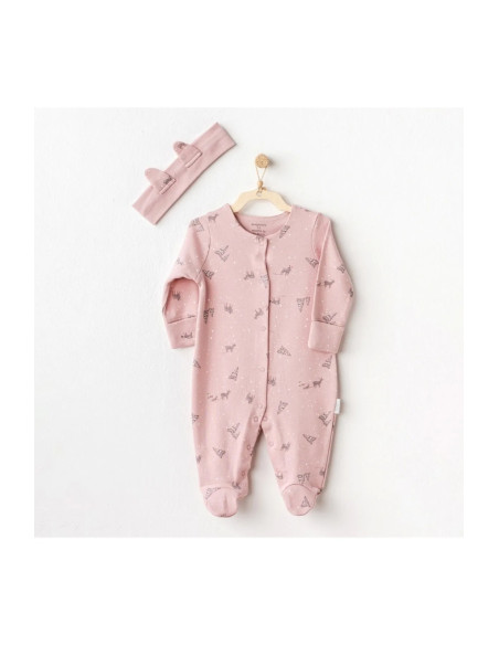Grenouillère 100% Coton avec Serre-tête - Rose dans Grenouillère chez Baby And Mom Maroc