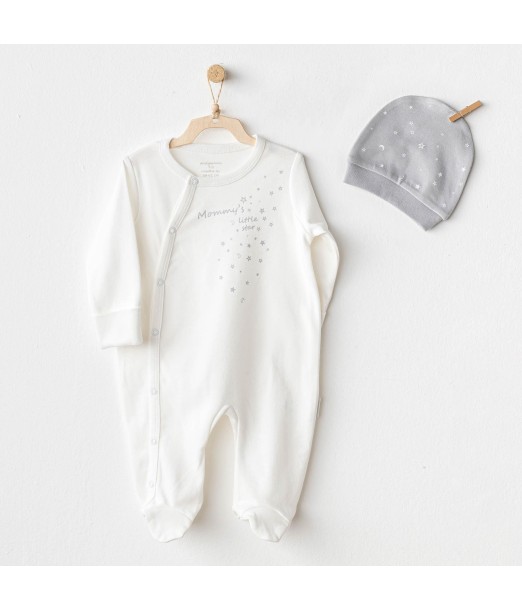 Grenouillère 100% Coton avec Bonnet - Little Star 0-1mois