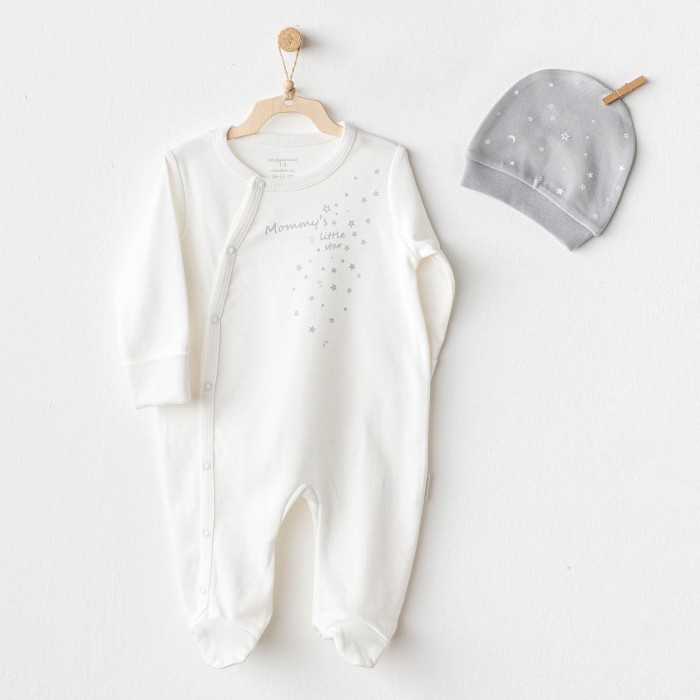 Grenouillère 100% Coton avec Bonnet - Little Star 0-1mois