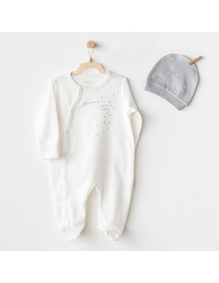 Grenouillère 100% Coton avec Bonnet - Little Star 0-1mois