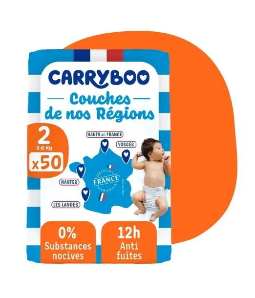 Carryboo Couches Jumbo taille 2 (3-6kg) 50 couches Couches Bébé