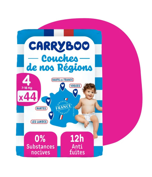 Carryboo Couches Jumbo taille 4 (7-18kg) 44 couches - Meilleures Couches bébé