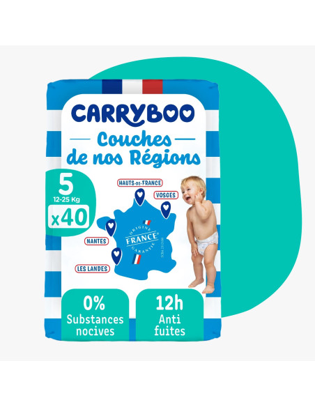 Carryboo Couches Jumbo taille 5 (12-25kg) 40 couches dans Couches Bébé chez Baby And Mom Maroc