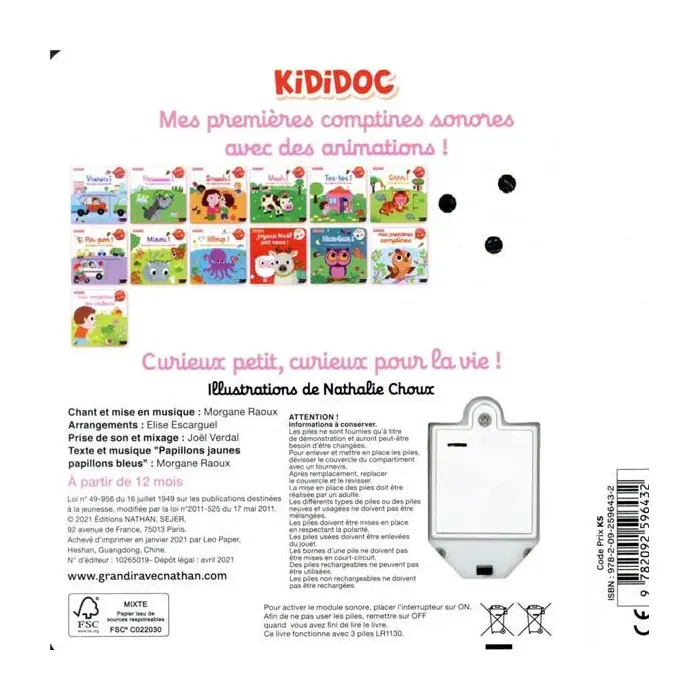 Mes premières comptines des couleurs 1an+ Livres & Histoires -