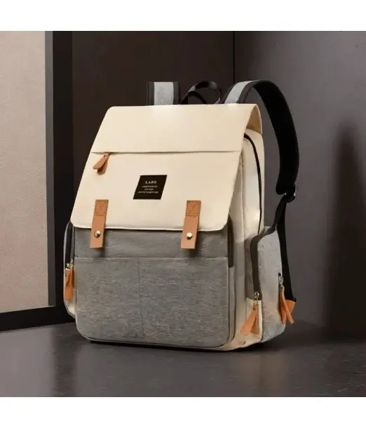 Sac à Dos à Langer - Grande Capacité Gris/Beige Sac à dos - 