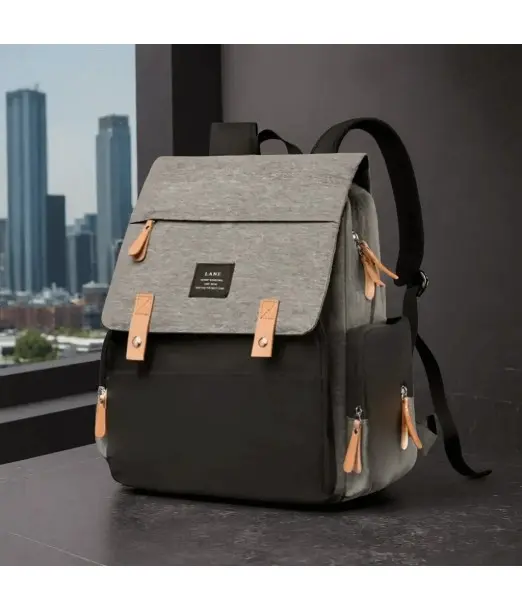 Sac à Dos à Langer - Grande Capacité Gris/Noir Corps - Maroc