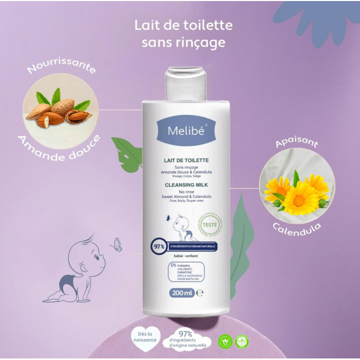 Melibé Lait de Toilette 200ml Eau / Lait de toilette - Melibé