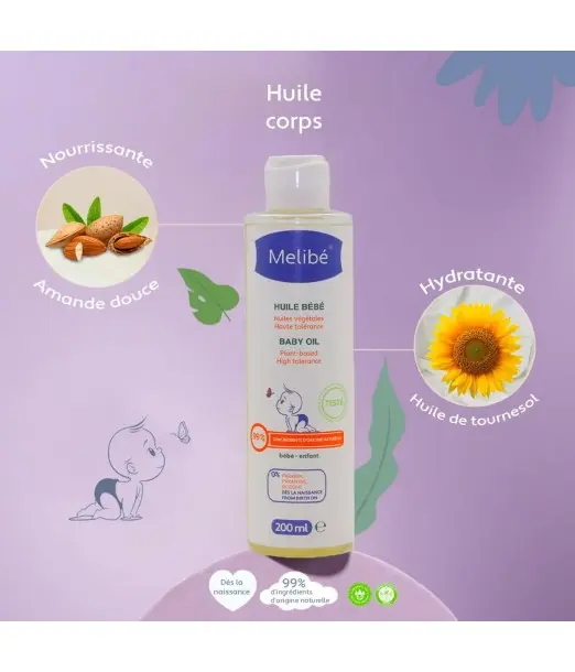 Melibé Huile végétale pour le Corps 200ml Huile de massage - 2