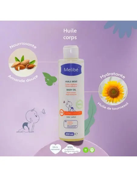 Melibé Huile végétale pour le Corps 200ml Huile de massage -
