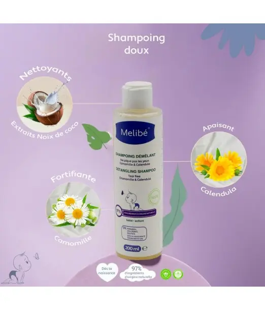 Melibé Shampoing Démêlant 200ml Cheveux & Corps - Melibé Maroc 2