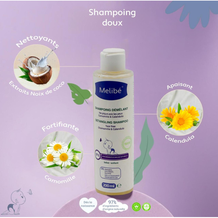 Melibé Shampoing Démêlant 200ml Cheveux & Corps - Melibé Maroc