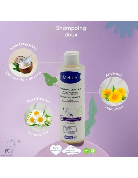 Melibé Shampoing Démêlant 200ml Cheveux & Corps - Melibé Maroc