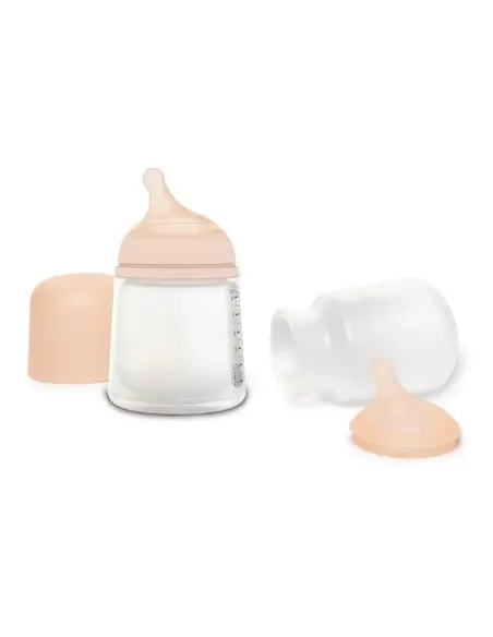 Suavinex Pack Zero.Zero anti-colic baby bottle 180 ml & nipple & replacement silicone pouch