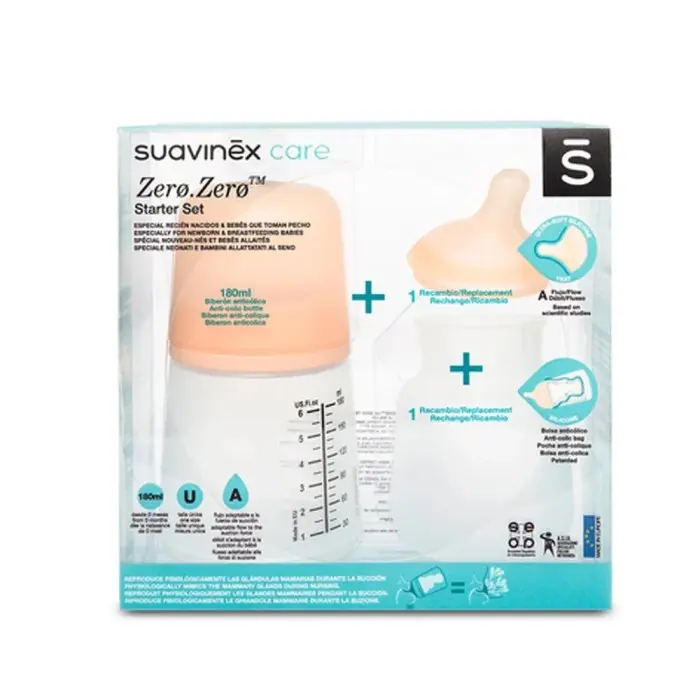 Suavinex Pack Zero Zero Biberon Anti-Colique 180ml & Tétine &
