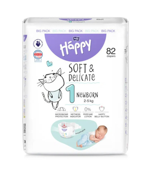 Couches Happy Taille 1 (2-5kg) 82 unités, Couches bébé - Puériculture Maroc