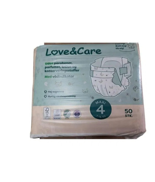 Love & Care Couches Taille 4 – 50 unités (7-16 kg) Couches Bébé