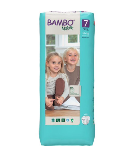 Couches Bambo Nature Taille 7 (18kg+) 40 unités Couches Bébé -