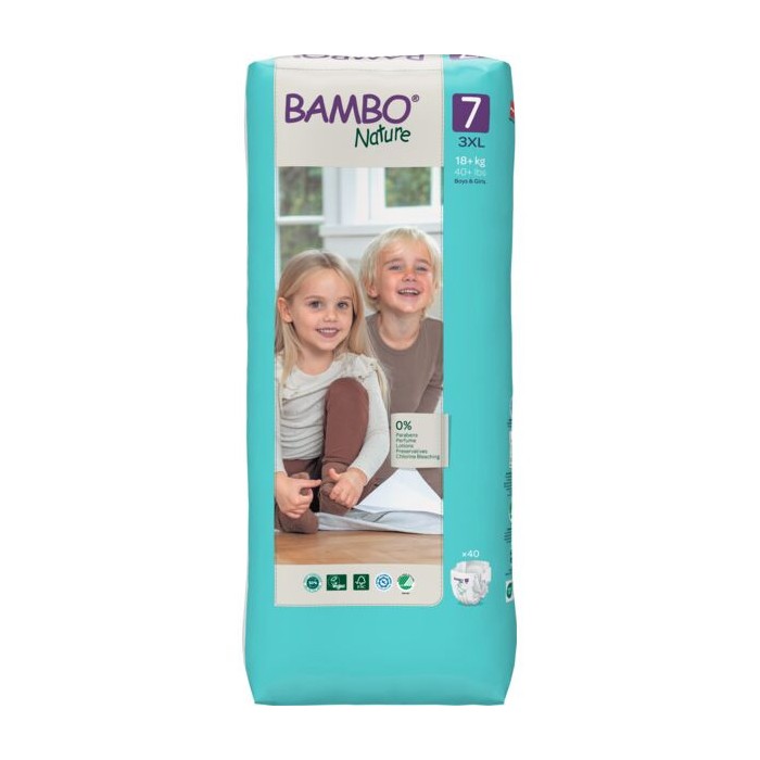 Couches Bambo Nature Taille 7 (18kg+) 40 unités Couches Bébé -