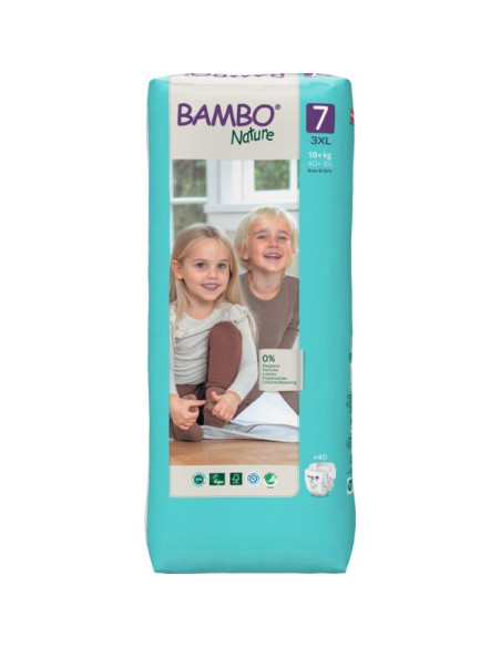 Couches Bambo Nature Taille 7 (18kg+) 40 unités Couches Bébé -