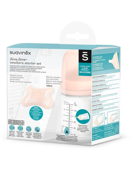 Suavinex Set Biberon Zero.Zero 180 ml avec Sucette Biberon &