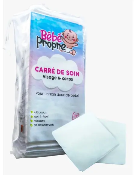 Bébé Propre Carré de soin Carrés Coton x100 Accessoires de