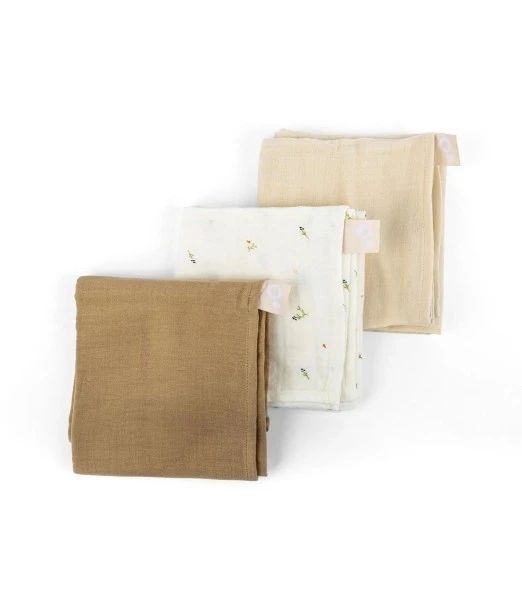 Doomoo set of 3 muslin cloths 70x70 cm Sweety Creamy