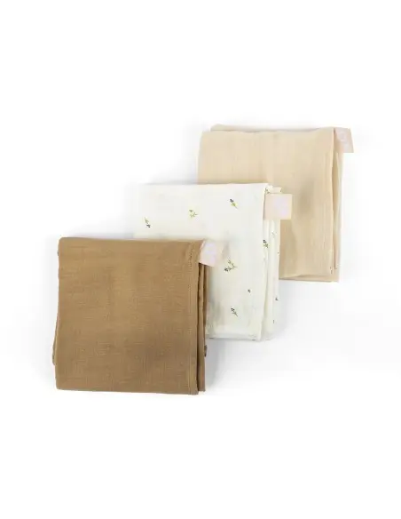 Doomoo set of 3 muslin cloths 70x70 cm Sweety Creamy